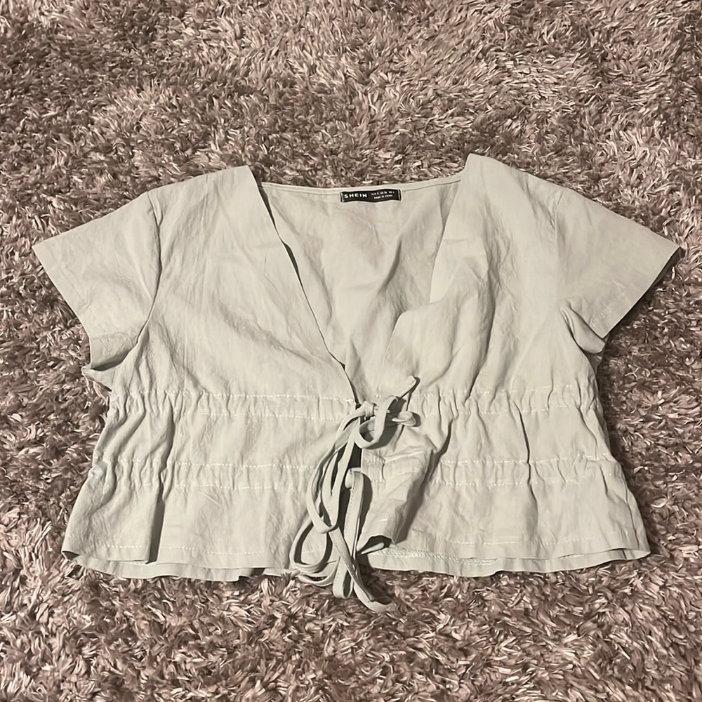 Sage green cropped blouse from shein size small/4